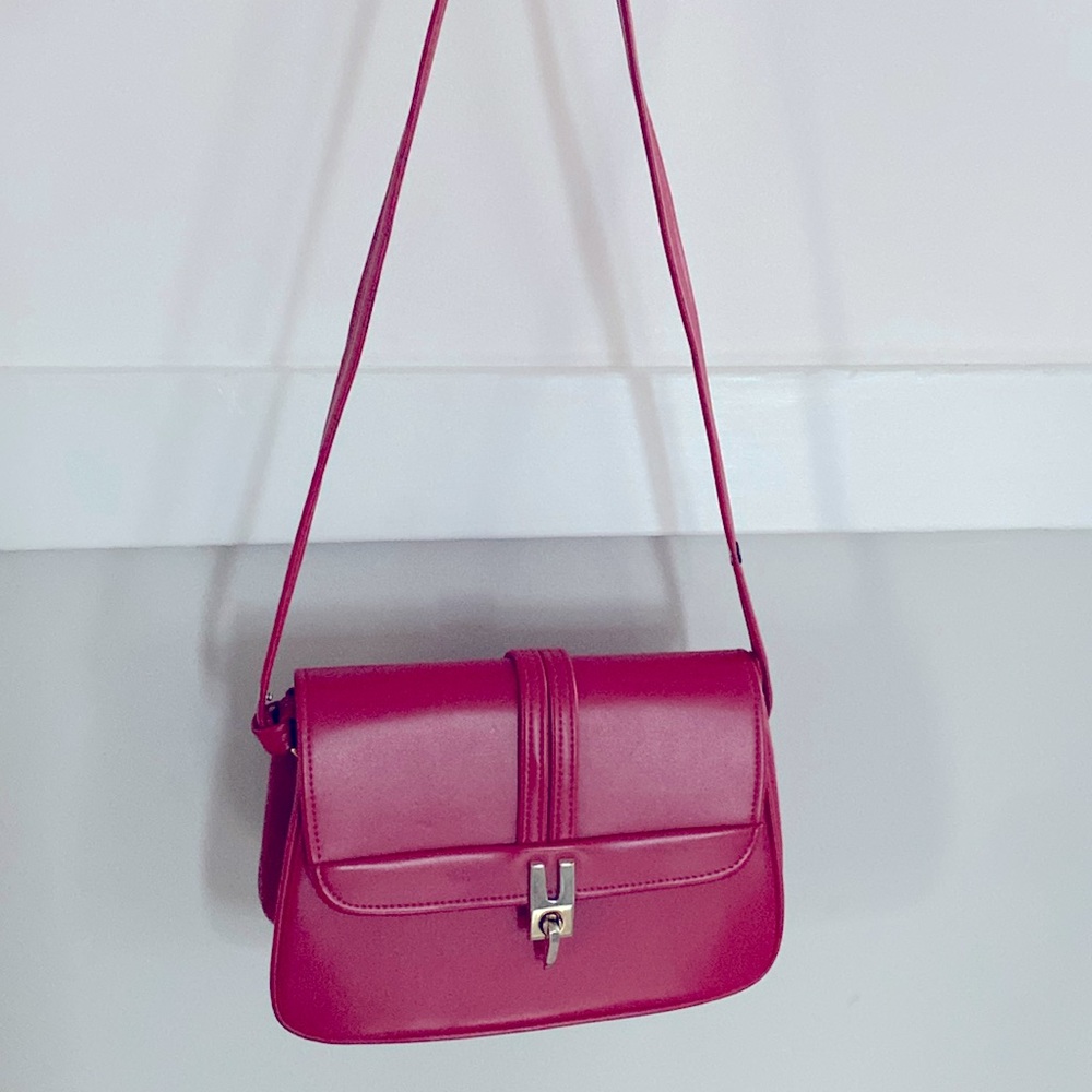 Vintage Red Structured Purse Shoulder Bag